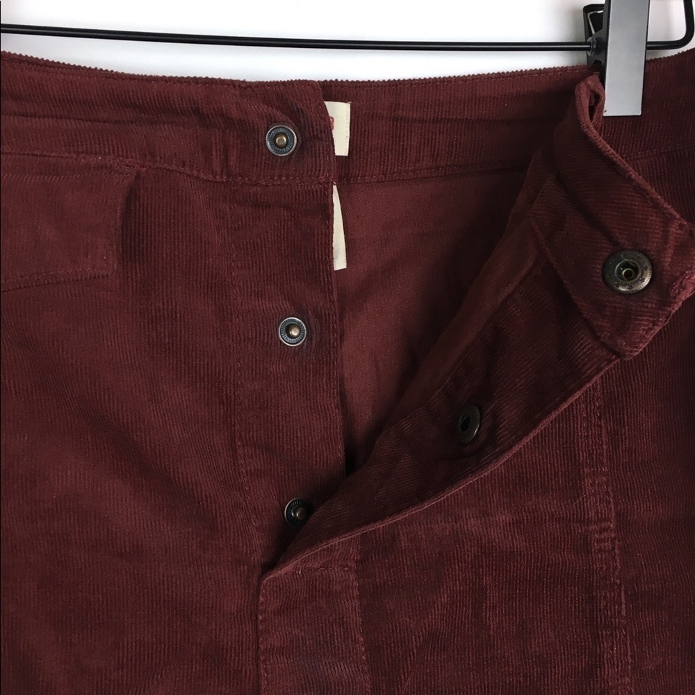 MOSSIMO Skirt Corduroy Ribbed Mini Rust Red Brown Snap Dark Academia Size 14 - Picture 3 of 11